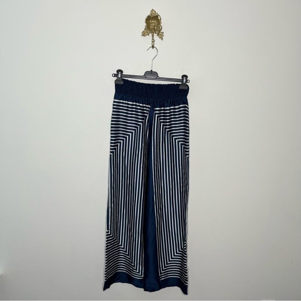 Hutch Navy & White Geometric Wide Leg Pants
